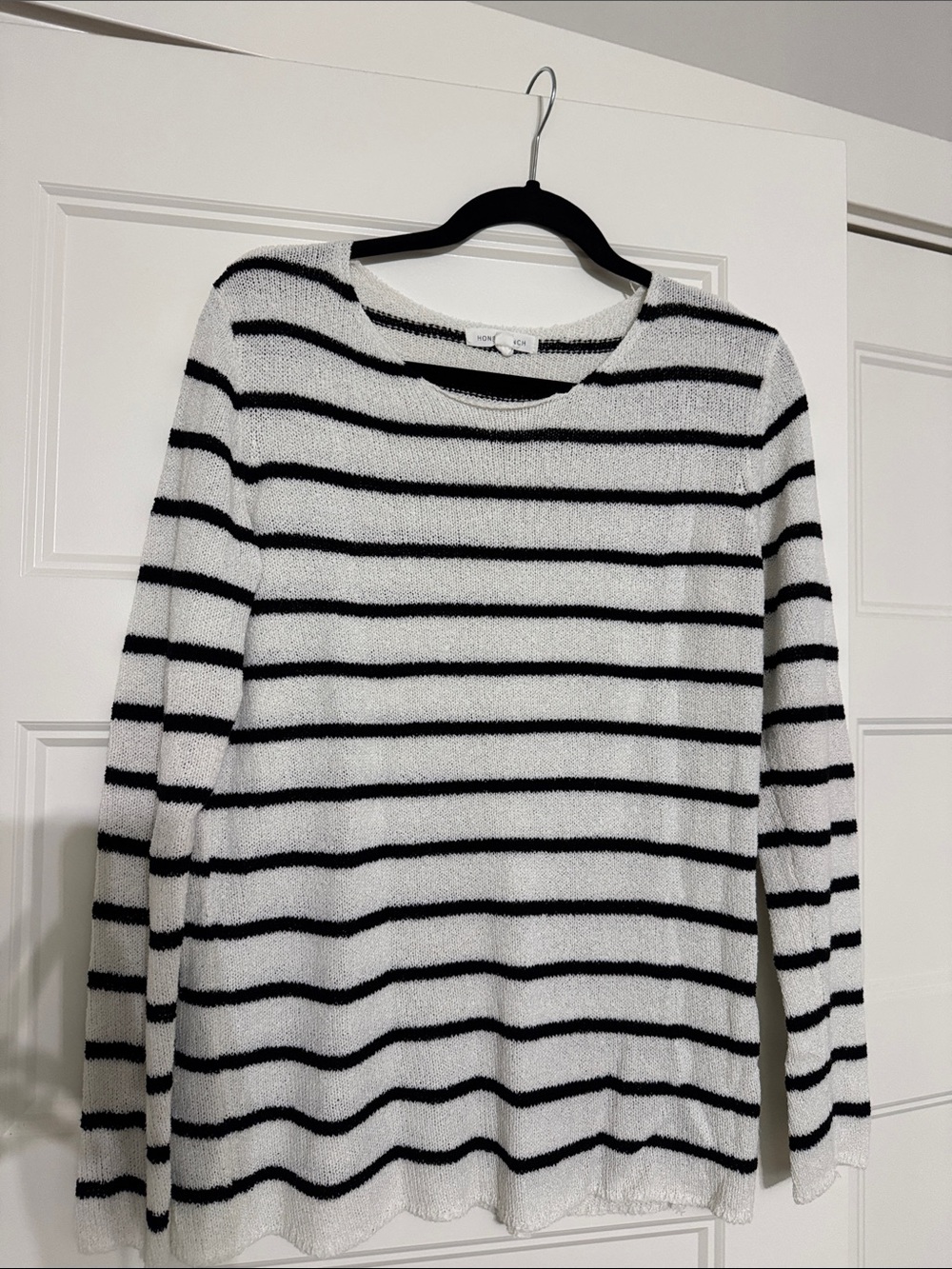 Honey Punch Black and White Striped Knit Top